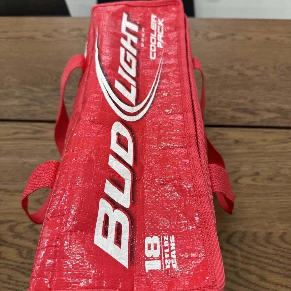 BUD LIGHT 18 Can Beer Cooler Pack Tote Lined Bag Bud Light RED 2009 no tags